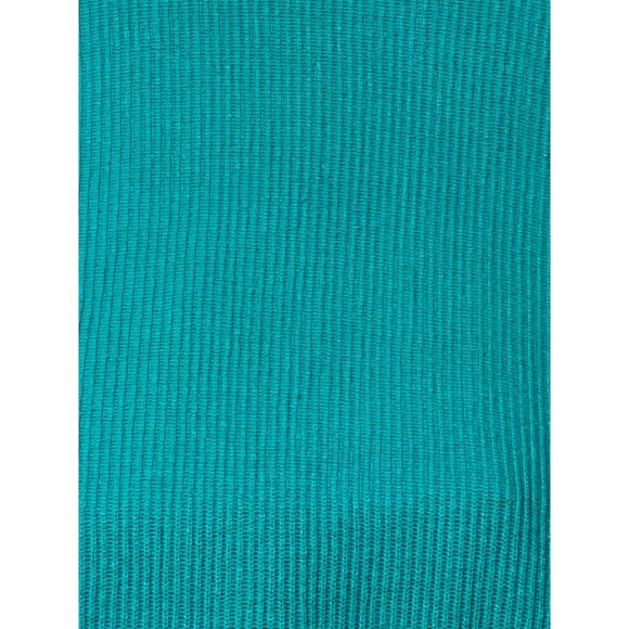 Teal Ribbed Turtleneck Sweater By R.T.W. Ready To Wind Down - L Cotton Knit Pull - Picture 16 of 16